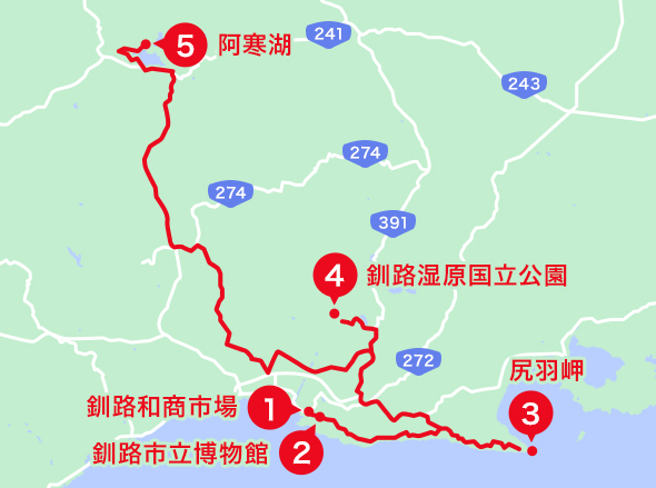 釧路エリアオススメスポット地図