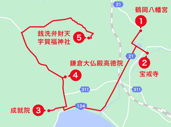 鎌倉エリアオススメスポット地図