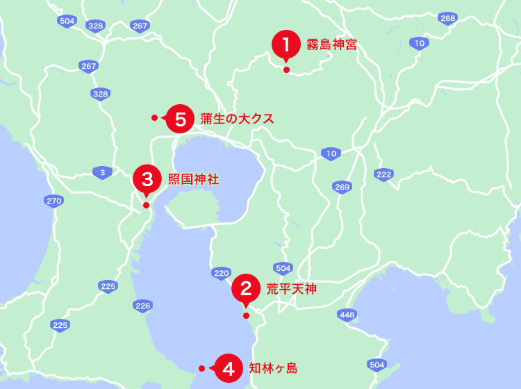 鹿児島エリアオススメスポット地図
