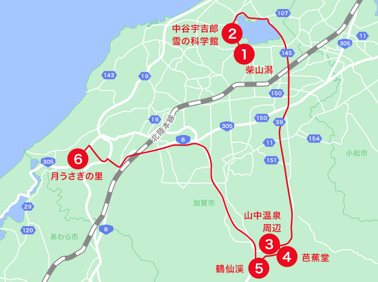加賀エリアオススメスポット地図