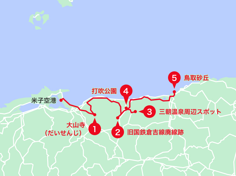三朝温泉エリアオススメスポット地図
