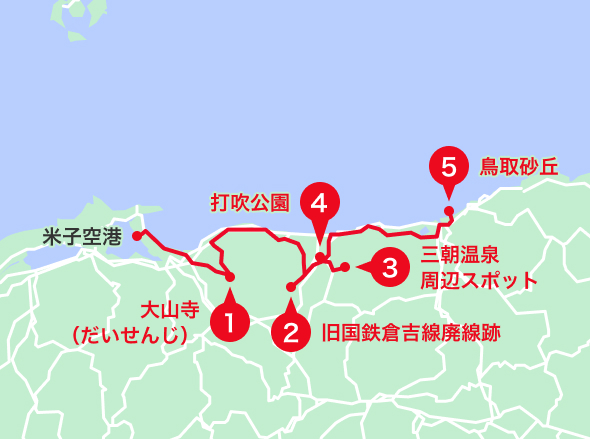 三朝温泉エリアオススメスポット地図