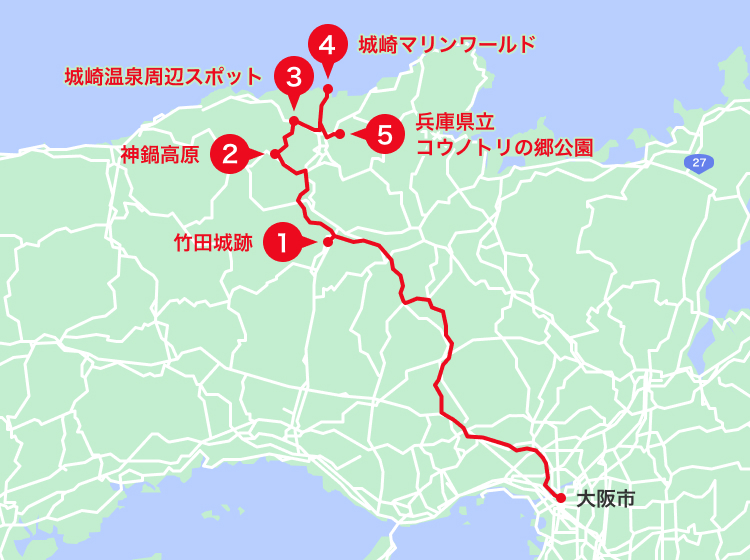 城崎温泉エリアオススメスポット地図