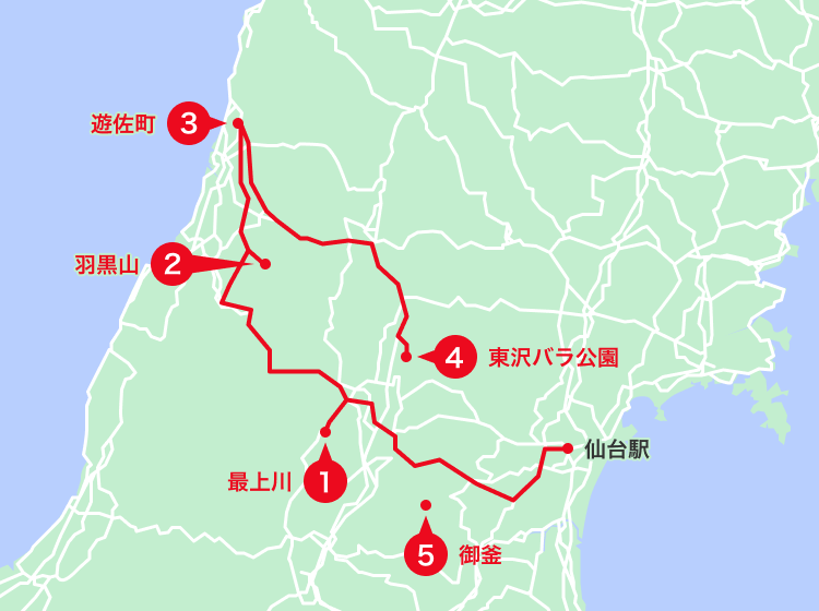 山形エリアオススメスポット地図