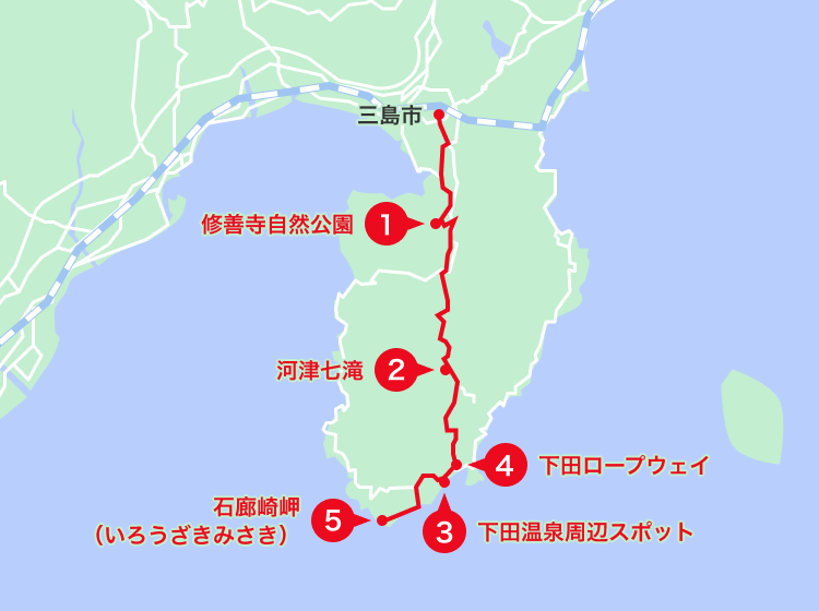 下田エリアオススメスポット地図