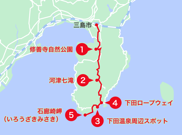 下田エリアオススメスポット地図