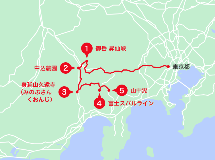 山梨エリアオススメスポット地図