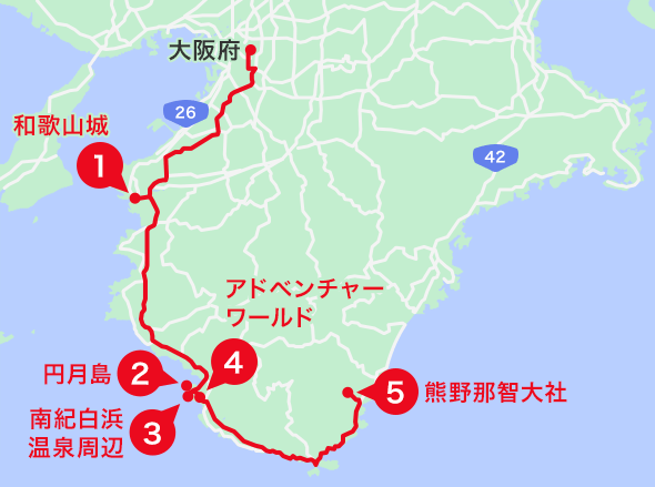 南紀白浜エリアオススメスポット地図