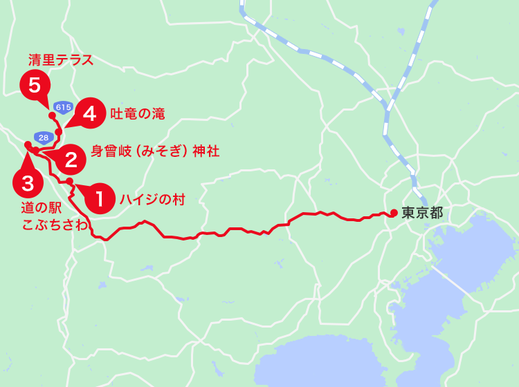 八ヶ岳エリアオススメスポット地図