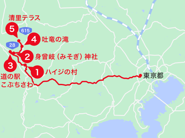 八ヶ岳エリアオススメスポット地図