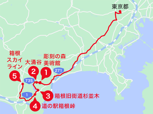 箱根エリアオススメスポット地図