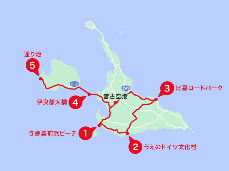 宮古島エリアオススメスポット地図