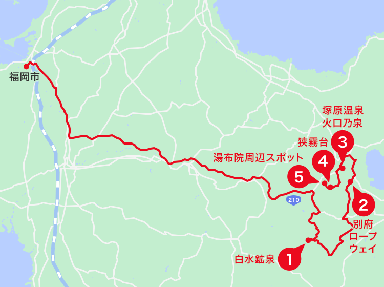 湯布院エリアオススメスポット地図