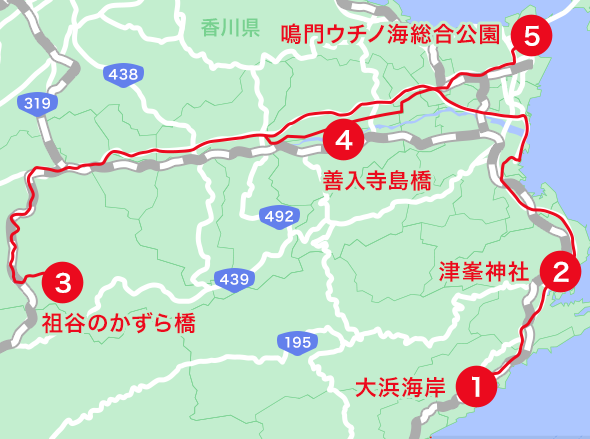 徳島エリアオススメスポット地図