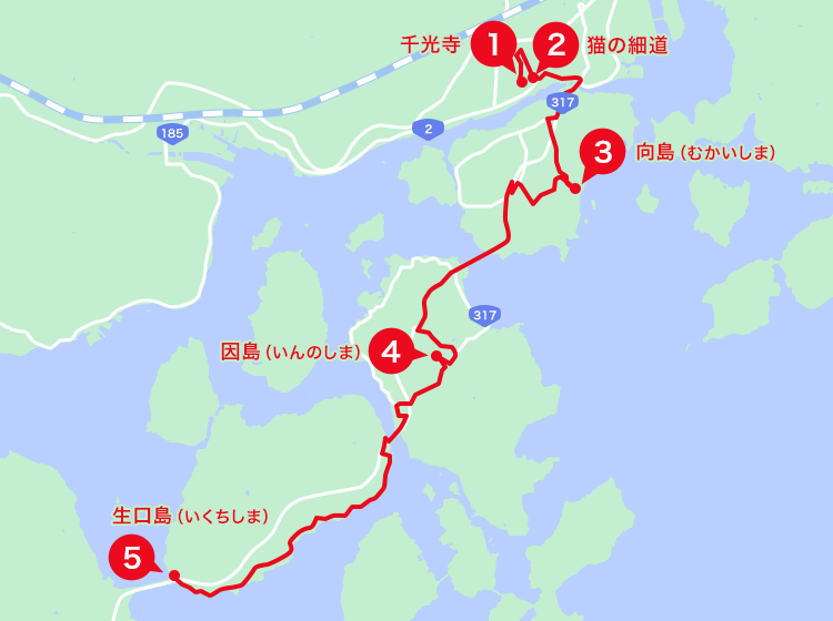 尾道エリアオススメスポット地図