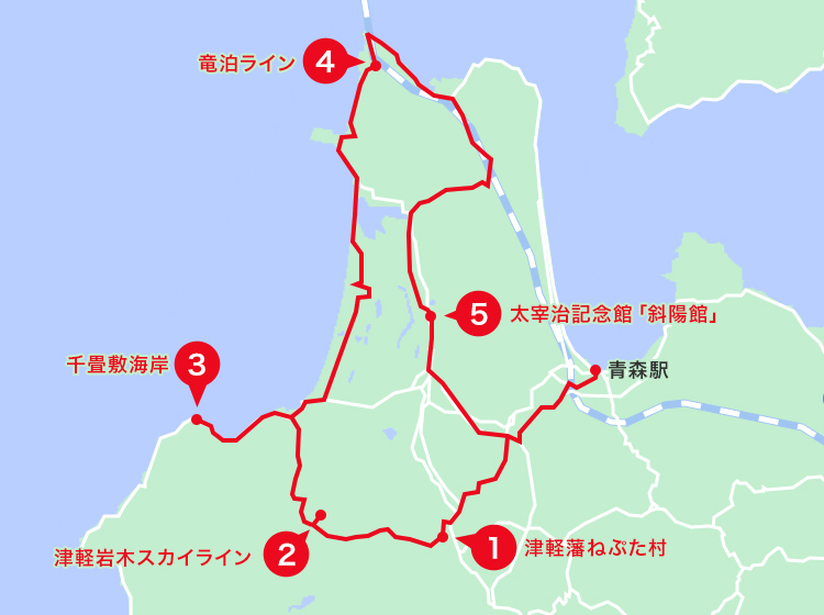 津軽エリアオススメスポット地図