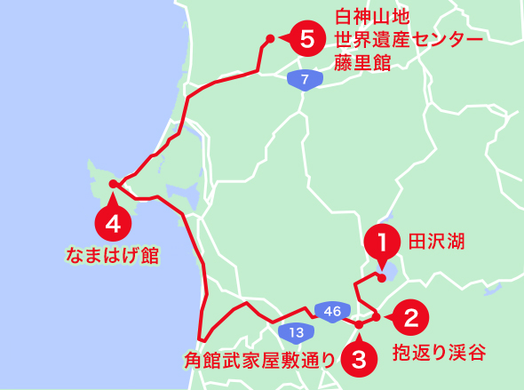 秋田エリアオススメスポット地図