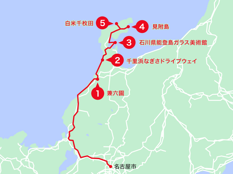 石川エリアオススメスポット地図