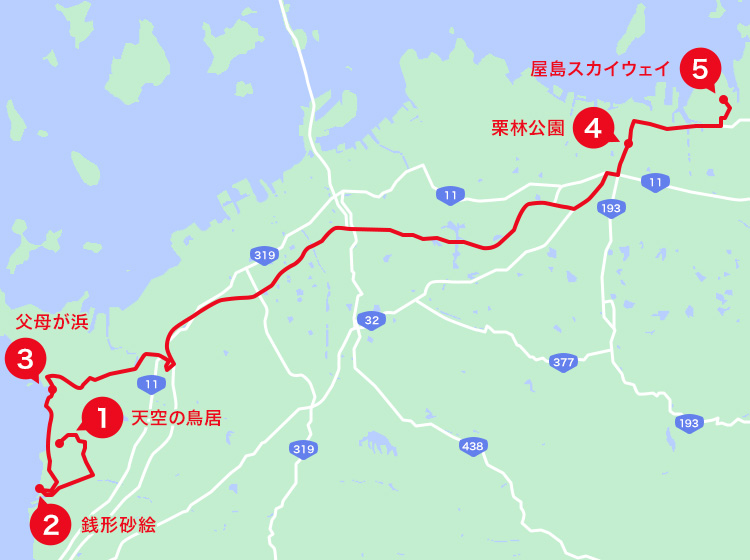 香川エリアオススメスポット地図